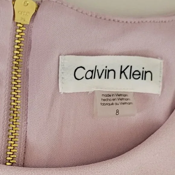 Calvin Klein Jewel Neck Flutter Sleeves Fitted Shift Dress Size 8 Dusty Pink NWT - Picture 7 of 13